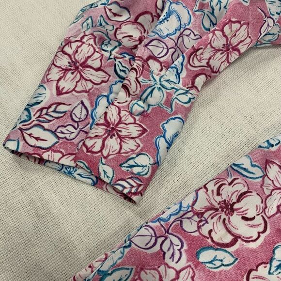 ZARA Sz M floral pink satin button blouse shirt like new - Picture 5 of 9